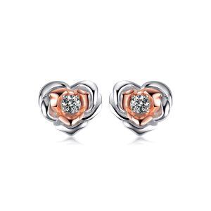 925 Sterling Silver Rose Stud Earrings-0