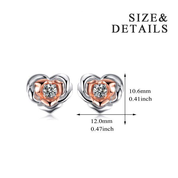 925 Sterling Silver Rose Stud Earrings-2