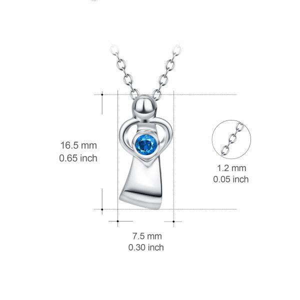 925 Sterling Silver Jewelry Love Heart Mother Necklace-2