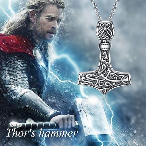 925 Sterling Silver Thor's Hammer Necklace-5