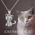 wholesale 925 Sterling Silver Cat Pendant Necklace - Rhodium Plated-0-10