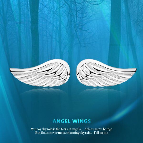 Sterling Silver Angel Wings Earrings-5