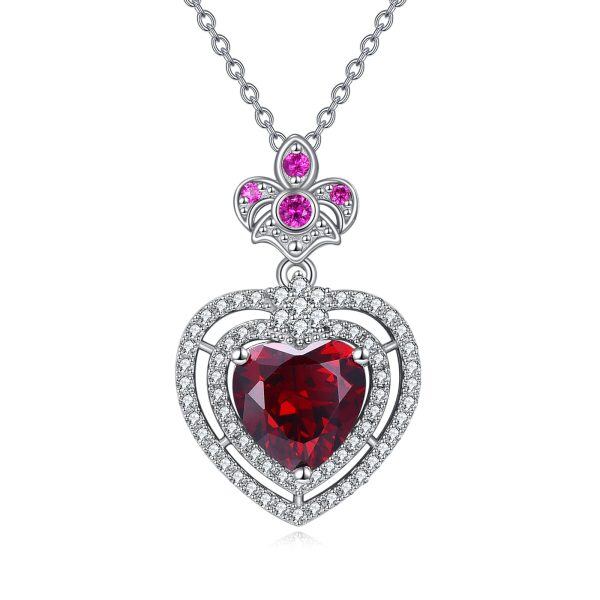 925 sterling silver heart ruby stone mom necklace-0