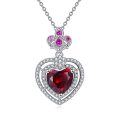 wholesale 925 Sterling Silver Heart Ruby Stone Mom Necklace-0-0