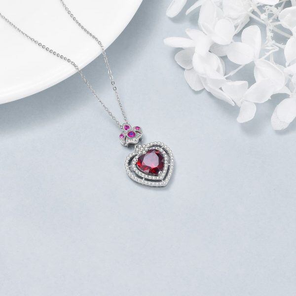 925 sterling silver heart ruby stone mom necklace-1