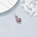 wholesale 925 Sterling Silver Heart Ruby Stone Mom Necklace-0-1