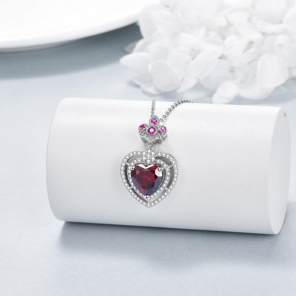 925 sterling silver heart ruby stone mom necklace-2