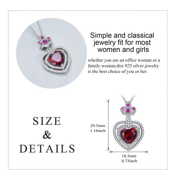 925 sterling silver heart ruby stone mom necklace-3