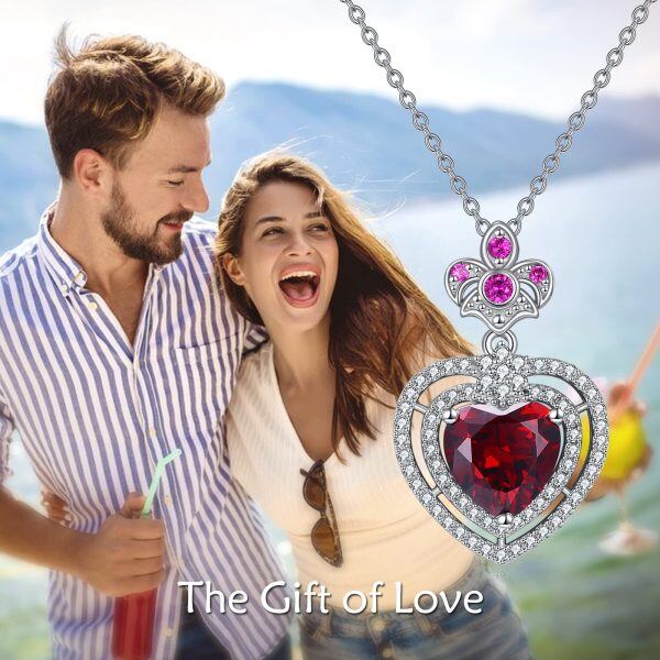 925 sterling silver heart ruby stone mom necklace-4