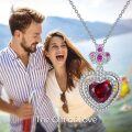 wholesale 925 Sterling Silver Heart Ruby Stone Mom Necklace-0-4