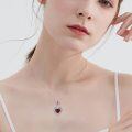 wholesale 925 Sterling Silver Heart Ruby Stone Mom Necklace-0-5
