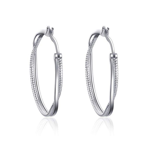 925 Sterling Silver Double Layered Round Circle Twisted Hoop Earrings-0