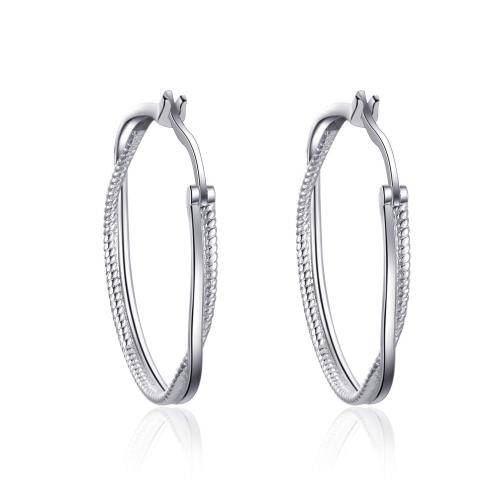 925 Sterling Silver Double Layered Round Circle Twisted Hoop Earrings