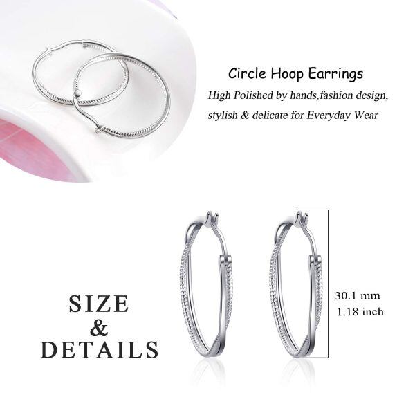 925 Sterling Silver Double Layered Round Circle Twisted Hoop Earrings-2