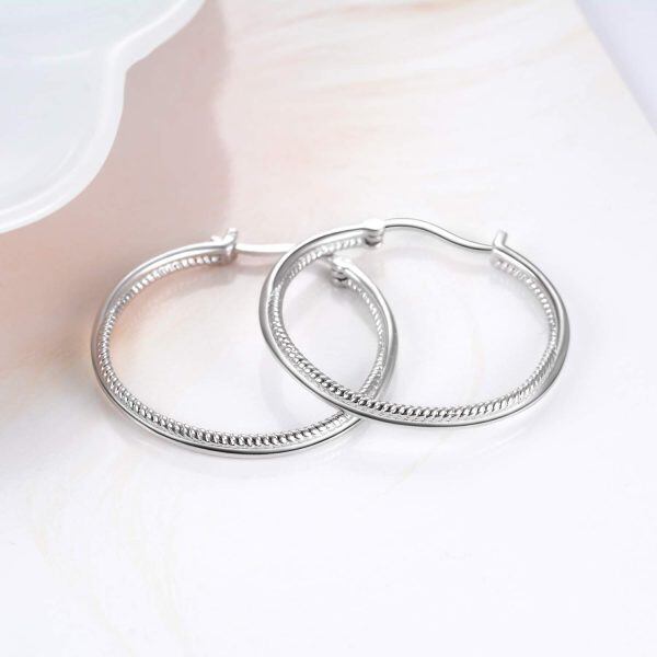 925 Sterling Silver Double Layered Round Circle Twisted Hoop Earrings-3