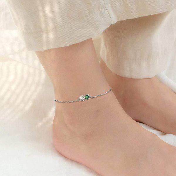 Pineapple/Mushroom/Star/Mountain Anklets Sterling Silver Adjustable Chain Link Ankle Bracelets Beach Anklet Jewelry for Women Teens-1