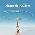 wholesale 925 Sterling Silver Pineapple Charm Anklet with Green Enamel and CZ Stones - Adjustable Chain Links-0-5