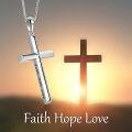 wholesale 925 Sterling Silver 925 Faith Hope Love Engraved Cross Pendant Necklace for Women-0-5