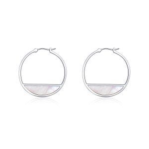 925 Sterling Silver Shell Hoop Earrings -0