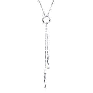 925 Sterling Silver Twisted Vertical Bar Necklace-0