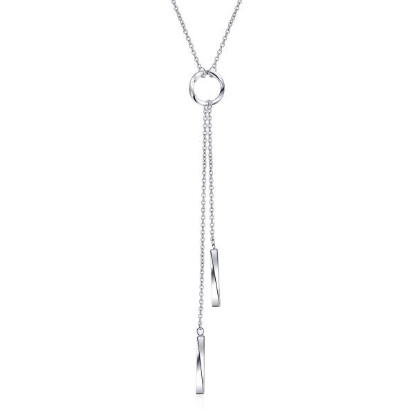 925 Sterling Silver Twisted Vertical Bar Necklace-0