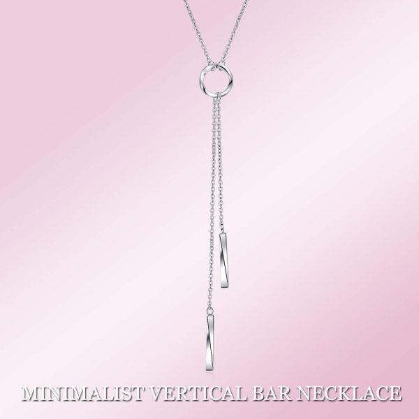 925 Sterling Silver Twisted Vertical Bar Necklace-5