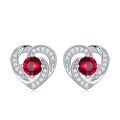 wholesale 925 Sterling Silver Birthstone Heart Stud Earrings Jewelry Gifts for Women-0-90