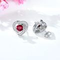 wholesale 925 Sterling Silver Birthstone Heart Stud Earrings Jewelry Gifts for Women-0-92