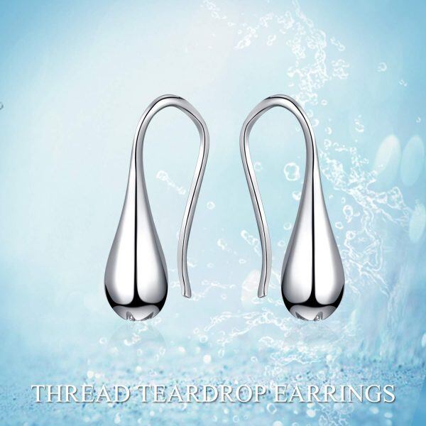 925 Sterling Silver Teardrop Drop Dangle Earrings-5