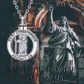 wholesale 925 Sterling Silver Saint Christopher Protect Us Cremation Jewelry Keepsake Urn Locket Necklace with Chain and Velvet Pouch (Medium)-0-5
