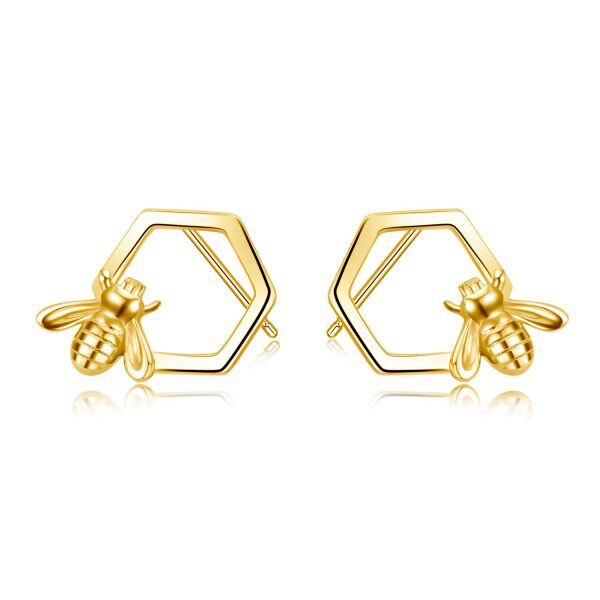 925 Sterling Silver Bee Stud Earrings-0