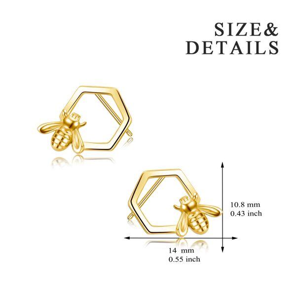 925 Sterling Silver Bee Stud Earrings-2