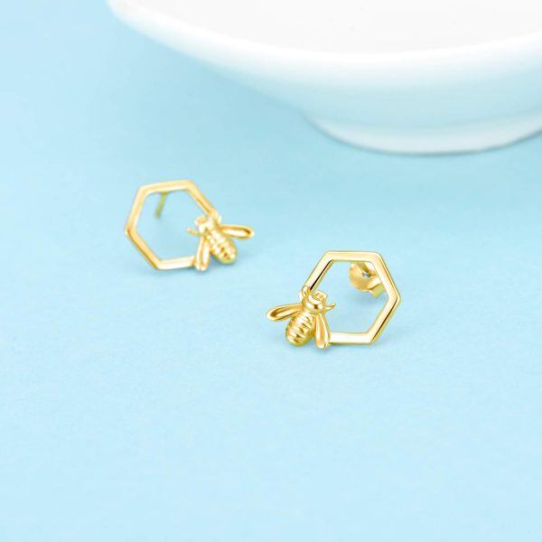 925 Sterling Silver Bee Stud Earrings-3