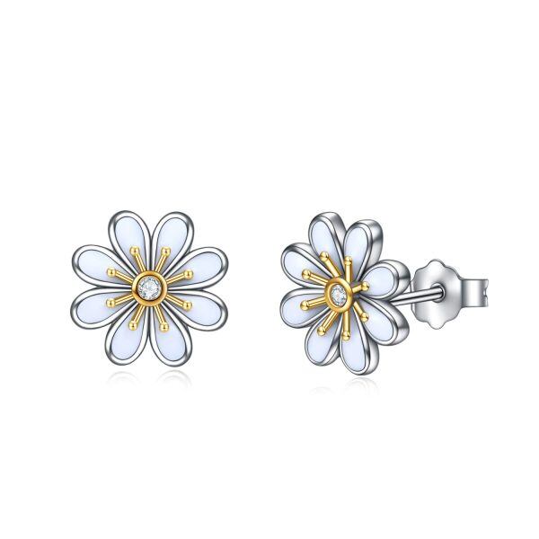 925 Sterling Silver Daisy Stud Earrings-0