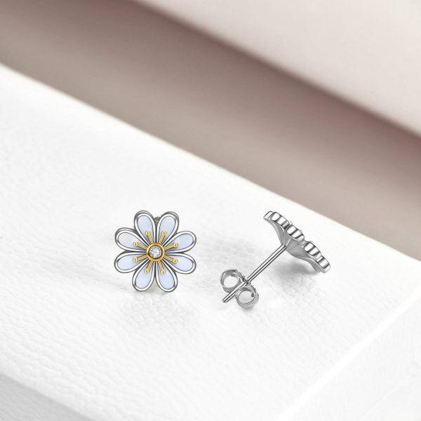 925 Sterling Silver Daisy Stud Earrings-4