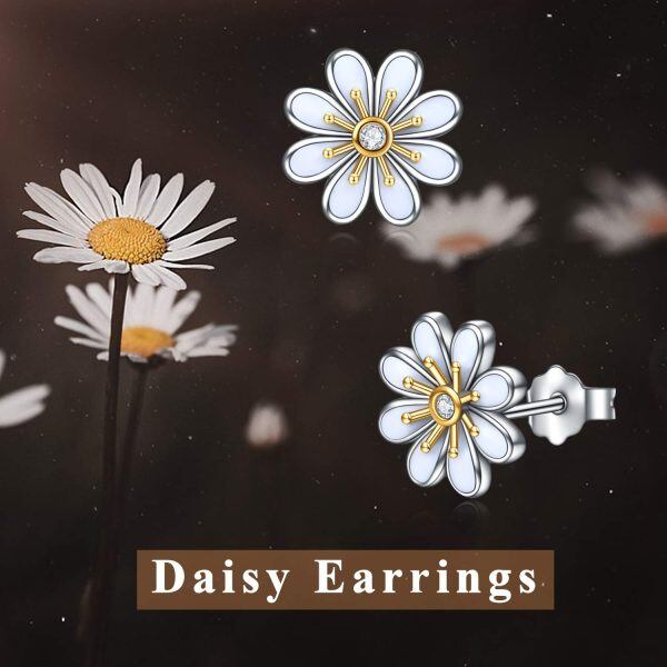 925 Sterling Silver Daisy Stud Earrings-5