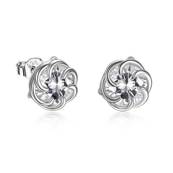 925 Sterling Silver Flower Stud Earrings-0