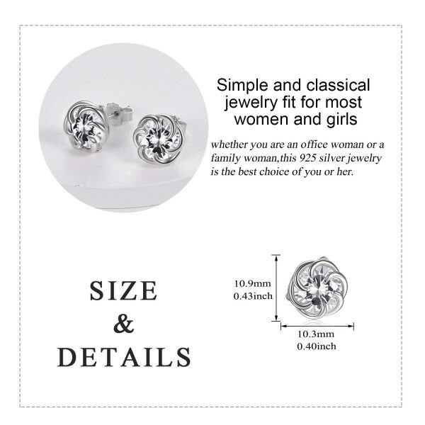 925 Sterling Silver Flower Stud Earrings-4