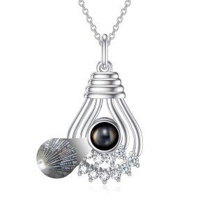 Sterling Silver Zircon Necklace-0