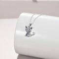 wholesale 925 Sterling Silver Cat Pendant Necklace - Rhodium Plated-0-1