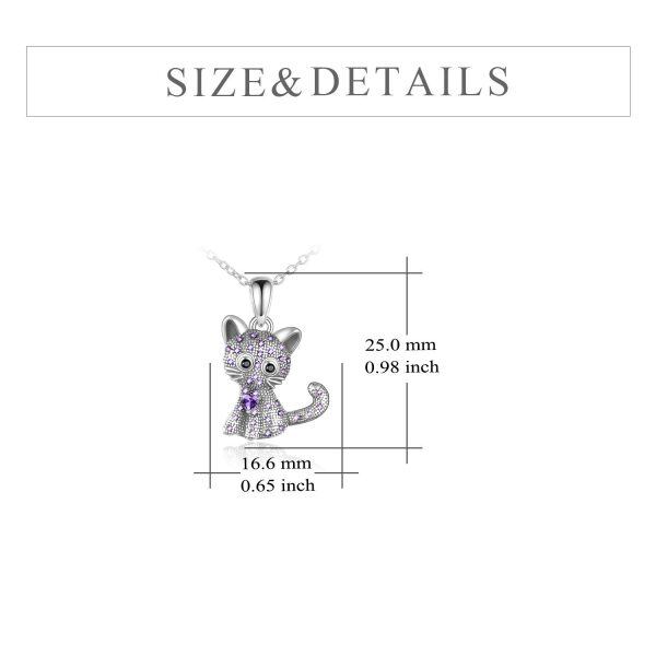 925 Sterling Silver Cat Pendant Necklace-3