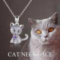 wholesale 925 Sterling Silver Cat Pendant Necklace - Rhodium Plated-0-4