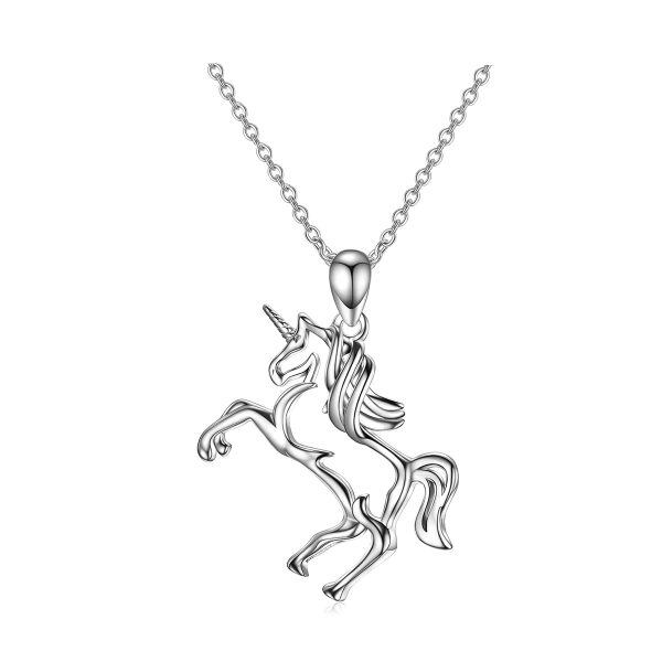 925 Sterling Silver Unicorn Pendant Necklace-0