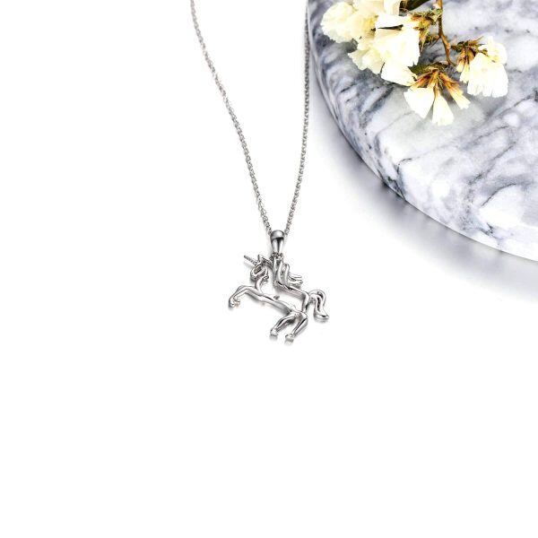 925 Sterling Silver Unicorn Pendant Necklace-3