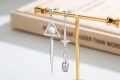 wholesale 925 Sterling Silver Triangle & Star Drop Tassel Chain Earrings-0-1