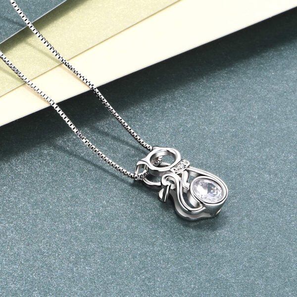 Sterling Silver Cat Necklace-4