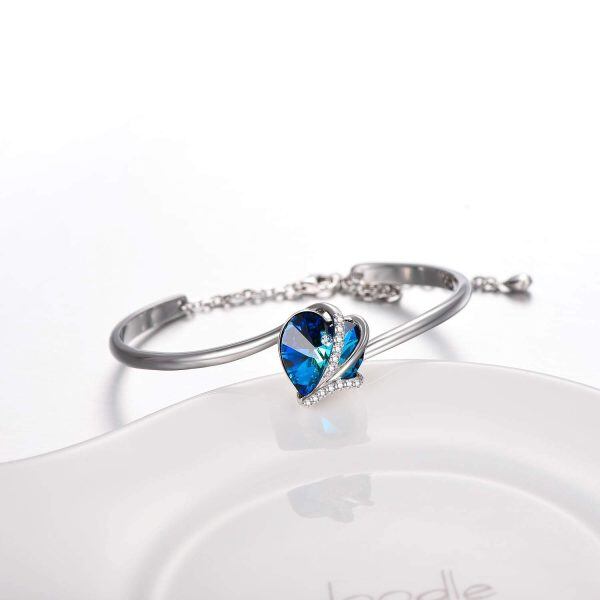 Sterling Silver Heart Bangle Bracelet-1