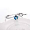 wholesale 925 Sterling Silver Austrian Crystals Blue & Purple Love Heart Charm Cuff Bracelets for Women Gifts Jewelry Accessories-0-1