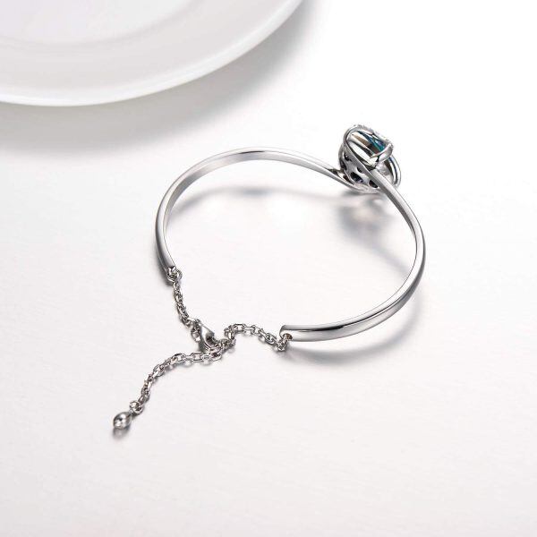 Sterling Silver Heart Bangle Bracelet-2