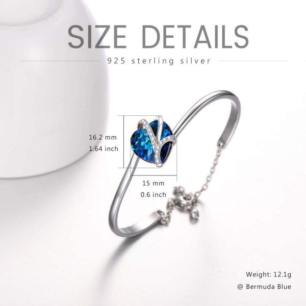 Sterling Silver Heart Bangle Bracelet-3